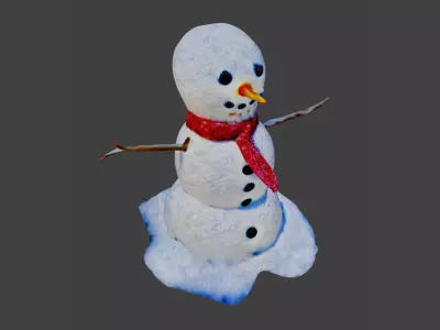 Realistic high quality winter Snowsculpture - Snowman 3D model