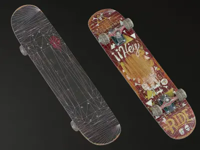 Skateboard Low-poly 3D model get