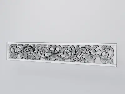 Decorative carving wood base mesh  3D model