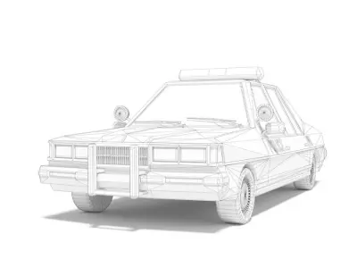 Police car in cartoon style  Low-poly 3D model