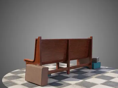 Trainstation bench Low-poly 3D model