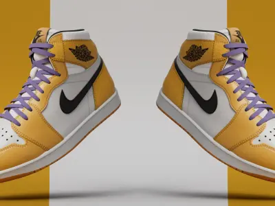 AirJordan 1 Retro HighOG Color Orange Low-poly 3D model