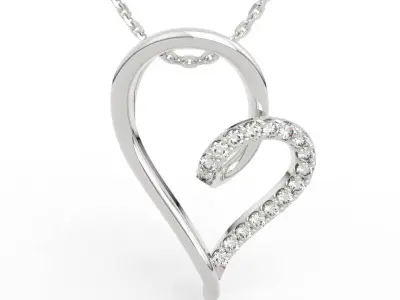 Brilliant Half Pave Heart Necklace 3D print model