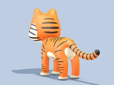 Cartoon Tiger Low-poly 3D model