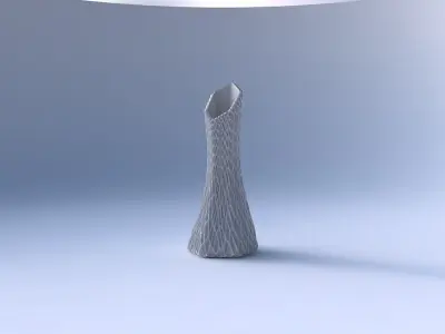 Vase squeezed and bent hexagon with wavy grid piramides 3D print model