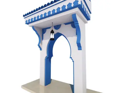Traditional Moroccan Door Chefchaouen City 3D model