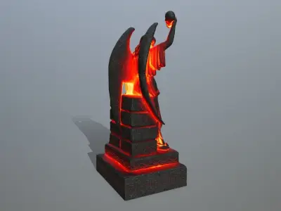 statue 2 with flames Low-poly 3D model