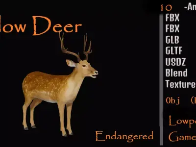 Fallow Deer Low-poly 3D model