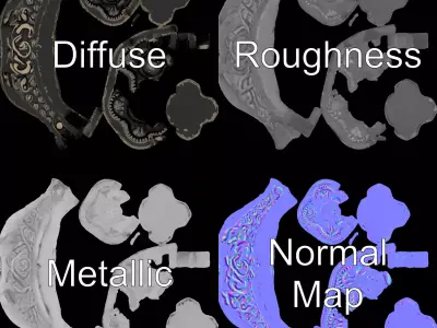 Antique Iron Handle model pack Low-poly 3D model