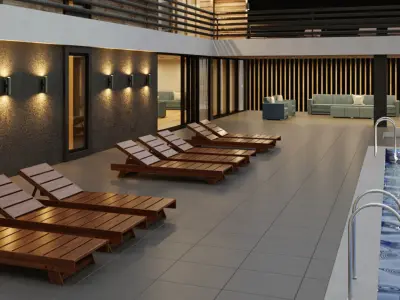 Villa with aquarium pool  3D model