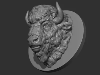 Bison angry head 3D print model
