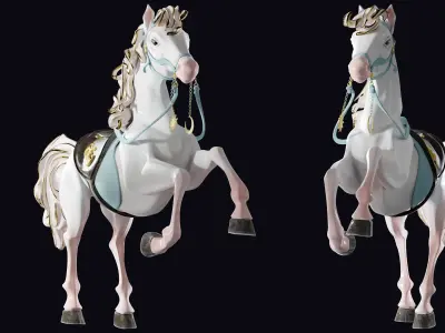 Carousel Horse Sculpture model white 3D model