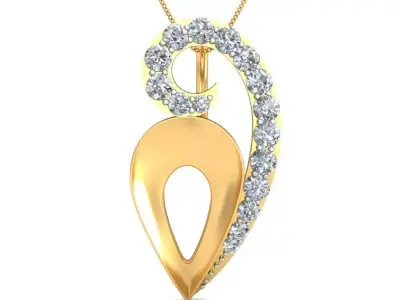 Pendant 3dm stl FBX OBJ Render Detail diamond in gold 3D print model