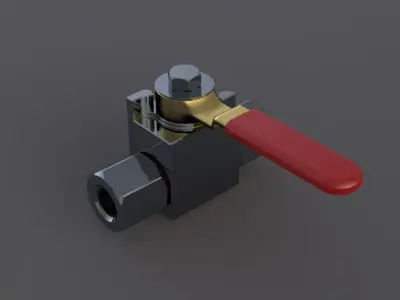 Hydraulic ball valve 10 mm 3D model