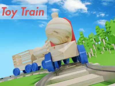 Wooden Toy Train cargo and track 3D model