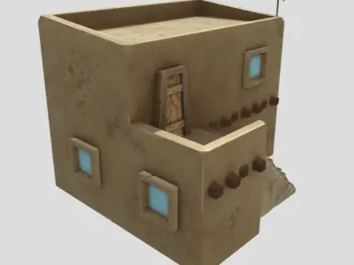 Stylized desert house Free low-poly 3D model