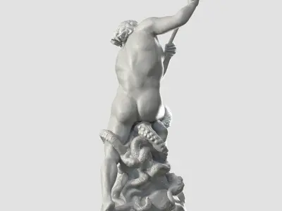 Neptune statue of man holding spear 3D model
