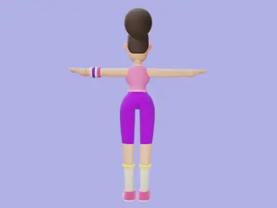 Stylized 3D Yoga Girl Character - Female Cartoon Model 3D model