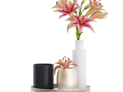 Tray with Flowers 3D model