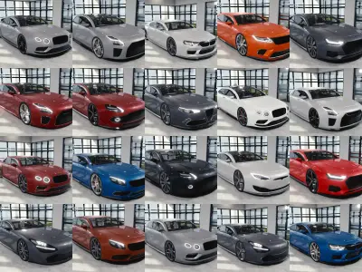 BLENDER EEVEE Brandless 20 car collection volume 4 3D Model Pack