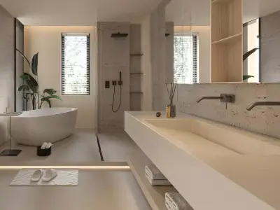 Luxury family bathroom shower room 3D model