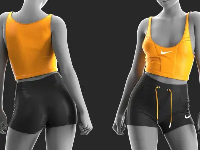 2 Girls Sportwear - Marvelous Designer with Video Process 3D model