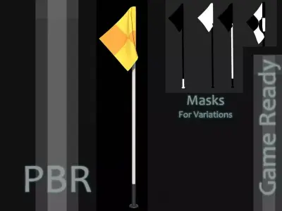 Checker Corner Flag Low-poly 3D model