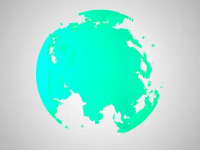 Globe Shell light teal green 3D model