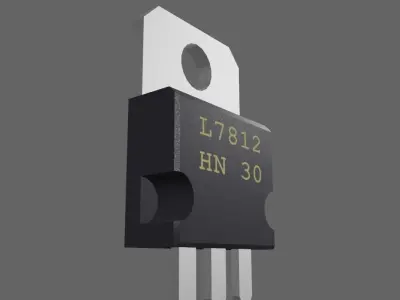 Transistor 7812 - Electronic parts Low-poly 3D model