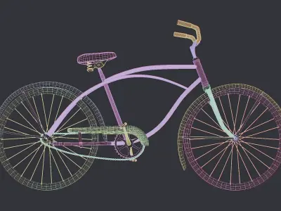 Vintage 1960s Beach Cruiser Bicycle 3D model