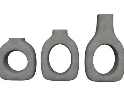 Concrete Decor Vase Set 3D model