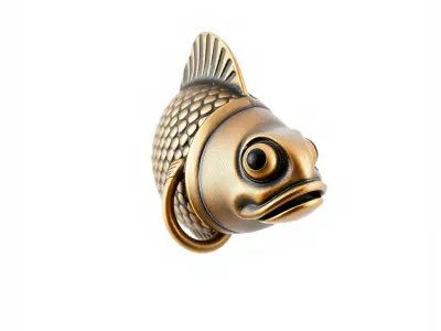 Fish Head Door Knocker Bronze Scales Lifelike Eyes model pack Low-poly 3D model