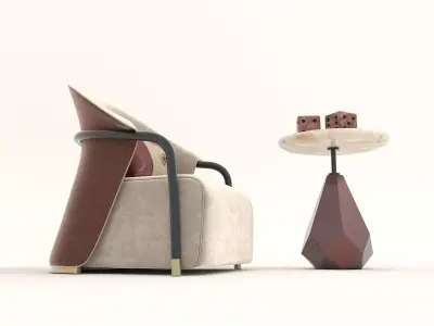 Modern Coffee Table and Armchair Set 58 3D model