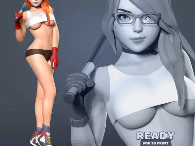 Female baseball player  3D print model