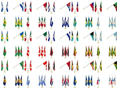 All North American Flag Packs 3D model