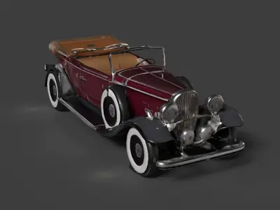 Chinese vintage car  figure  Low-poly 3D model