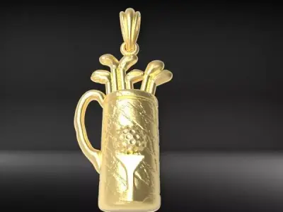 Golf Bag  Clubs  Sports Pendant Necklace JEWELRY 3D print model