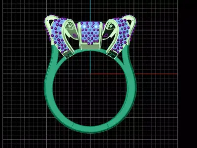 Ornate Ruby Diamond Ring 3D Model  Luxury Jewelry Design 3D print model