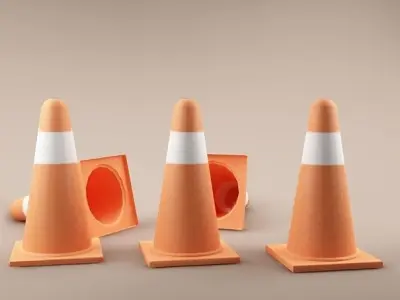 Traffic Cones 01 Low-poly 3D model