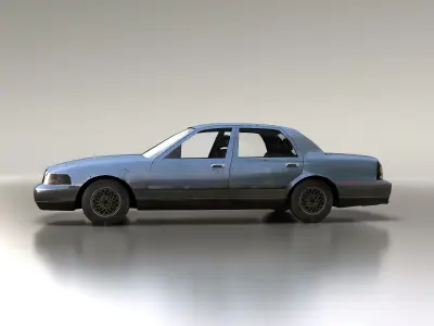 Textured Sedan Low-poly 3D model