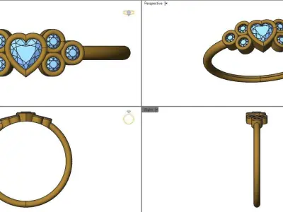  Basel ring with Heart diamond 3D print model