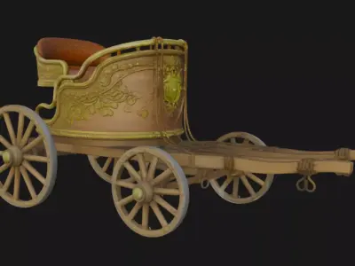 Vintage Ornate Wooden Carriage 3D Model 3D model