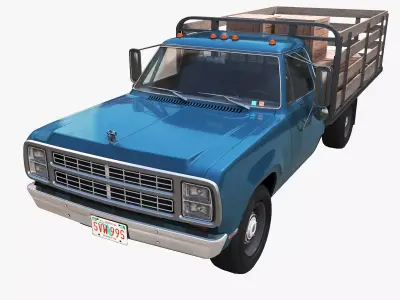 Dodge D100  light-duty stake truck Low-poly 3D model