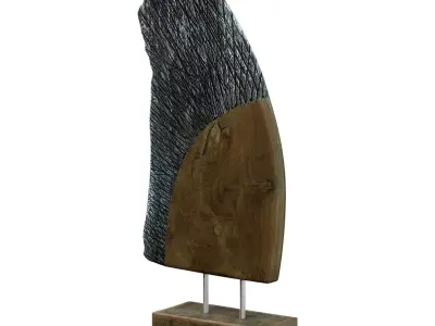 Wooden Wing Sculpture Low-poly 3D model