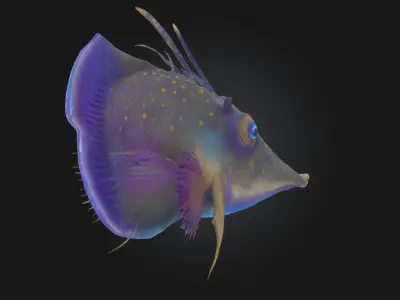 Exotic Blue Bladefish Stylized Aquatic Creature Model  3D model