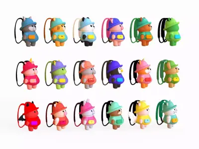 Backpack School Pack 01 - Asset For Game Low-poly 3D model