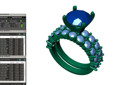 3ct Round Diamond Engagement Ring Wedding Band Set 3D print model