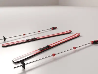 Skis and Poles 3D model
