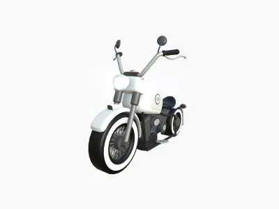 Motorcycle Cartoon A10 White Racing - Custom Vehicle Design Low-poly 3D model