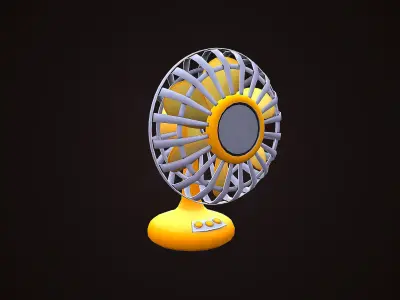 SMALL FAN CARTOON STYLIZED SUMMER Low-poly 3D model